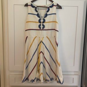 Tory Burch Linen Blend Embroidered Dress, Sz 4